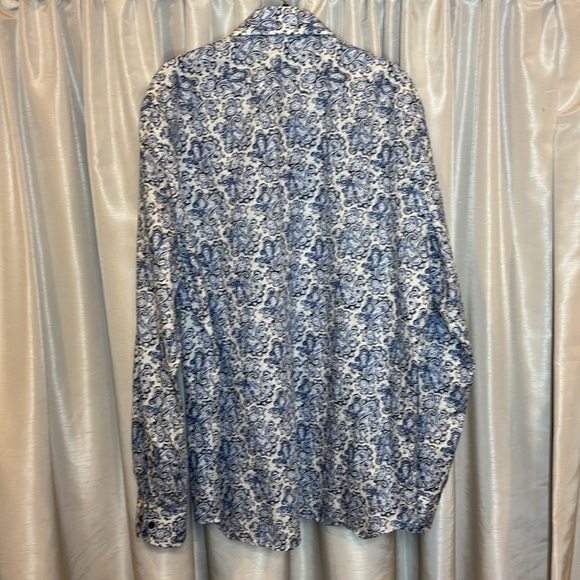 Men's Blue Paisley Emanuel Berg Modern Fit button down shirt, summer casual - Picture 5 of 8